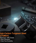 High-carbon tungsten steel die from the 8-Piece Rectangle Hydraulic Hole Punch Die Set For CH-70 Punch Tool, showcasing durability.