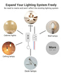 Diagram showing uses for Plug-and-Play Wireless Light Switch And Receiver Kit No In-Wall Wiring Required Remote Control For Ceiling Lights, Fans, And Lamps With 100 Ft RF Range And Programmable Settings.