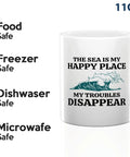 Morning Brew Sailor Coffee Mug 11oz White For Boaters And Sailors With Funny Lake Vibes Gift For The Captain In Your Life. Dishwasher safe ceramic mug with wave design.