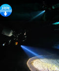 Diver using Beastly Bright 5000 Lumen Underwater Dive Light With Five Modes USB C Rechargeable IP68 Waterproof To 100m Six Hour Runtime