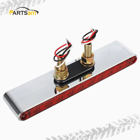 Partsam 9-1/4 in red LED trailer light bar with chrome plastic housing and dual mounting studs