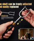Under Sink Basin Wrench Tool With Seven Interchangeable Heads Pro Grade Plumbing Wrench For Tight Spaces And Faucet Installations Removal In Kitchen And Bathroom Home DIY held in hand with visible adjustable shaft and interchangeable head
