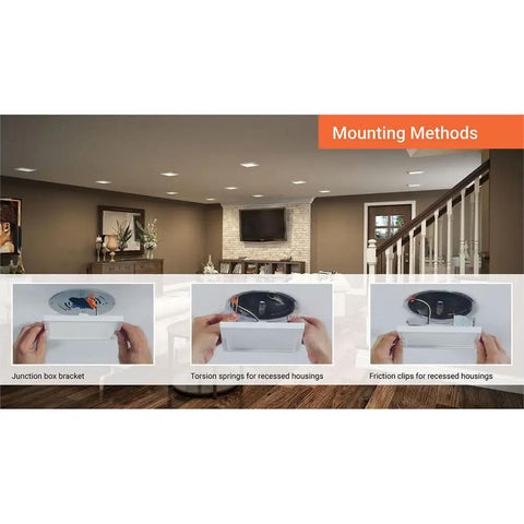 Illustration of 6 Inch Round Surface Mount LED Recessed Downlight With Adjustable Color Temperature 2700K To 5000K installation methods.