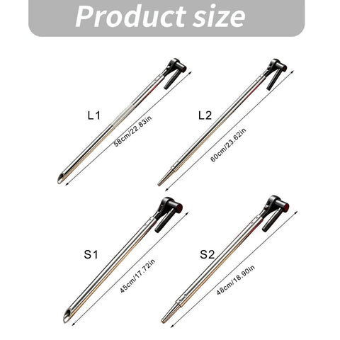 Heavy Duty Ratchet Tie Downs 2 Pack With Quick Release Levers showing four size comparisons in centimeters and inches