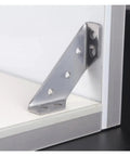 Close-up of Beefy Heavy Duty Stainless Steel Angle Brackets 4 Pack for Shelves and Wall Mounts, showing scratch resistant material