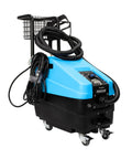 Pro Grade Heavy Duty Commercial Steam Cleaner 1750W 5 Gallon Tank 115 Psi with auto fill and wheels for easy mobility.
