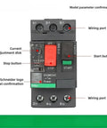 Heavy Duty 220V Electric Motor Circuit Breaker Hella Reliable Overload Protection Solid Molded Case Switch For Machinery control panel image showing buttons and adjustment disk.