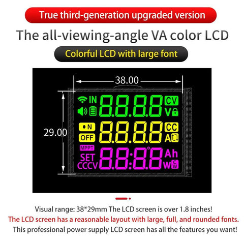 XY6509X CNC Adjustable DC Power Supply CV CC 65V 9A 585W Buck Module LCD screen with colorful large font display
