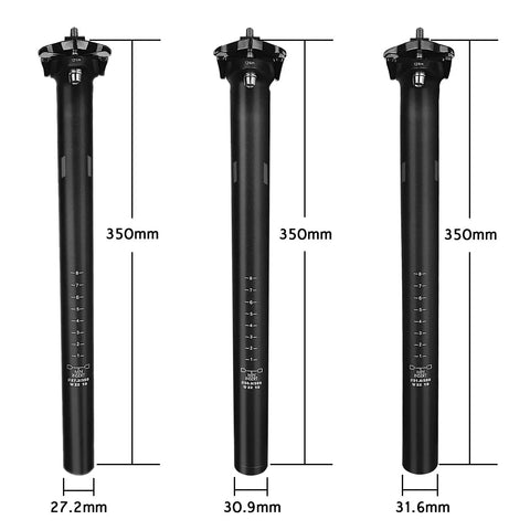 Heavy Duty Mountain Bike Seat Post 27.2mm 30.9mm 31.6mm Aluminum Alloy 6061 Lightweight 350mm Length One Piece CNC Machined With Two Bolt Tilt Adjustment for MTB Road And E MTB Easy Adjustment for Precise Fit And Comfort On Gnarly Trails