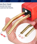 Red Plastic Weld Kit with brass gun head detail for DIY car bumper and plastic part repairs using hot staples, fast fix.