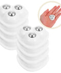 Heavy Duty 8 Piece Adhesive Universal Caster Wheels For Furniture And Bedside Tables Featuring Smooth As Butter Rolling Stainless Steel Swivel Casters in white with ball bearings.