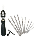 Compact Portable Hand Drill With Keyless Chuck And 10 Drill Bits 0.6-6mm Capacity Aluminum Alloy Body For On-The-Go DIY Projects PCB Wood Plastic Model Making And Home Repair Tool Kit