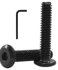 Heavy Duty 1/4-20 X 1-1/4 Inch Flat Head Hex Socket Cap Screws 30 Pack with black finish and hex key for installation.