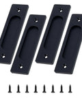 4 Pack Black Recessed Sliding Barn Door Pull Handles, Flush Finger Pull With Aluminum Alloy Construction, includes 8 self tapping screws
