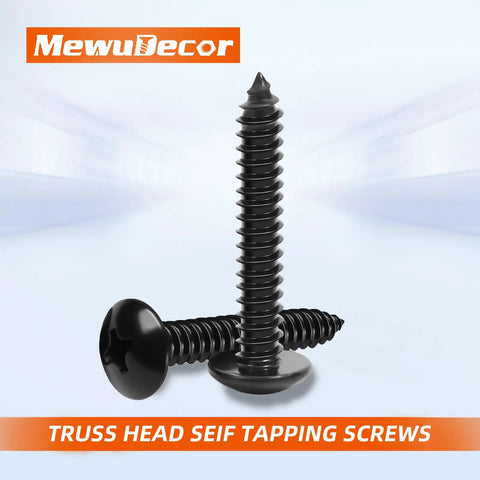Top Shelf Number 14 By 1 1/2 Inch Truss Head Self Tapping Wood And Sheet Metal Screws featuring black 304 stainless finish.