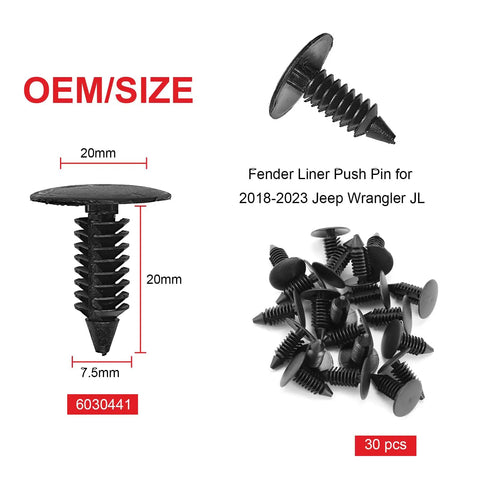 Badass 121 Piece Fender Clip Kit For Jeep Wrangler JL JK Grand Cherokee Premium Heavy Duty Auto Retainer Push Pins, 30 pcs fender liner push pins.