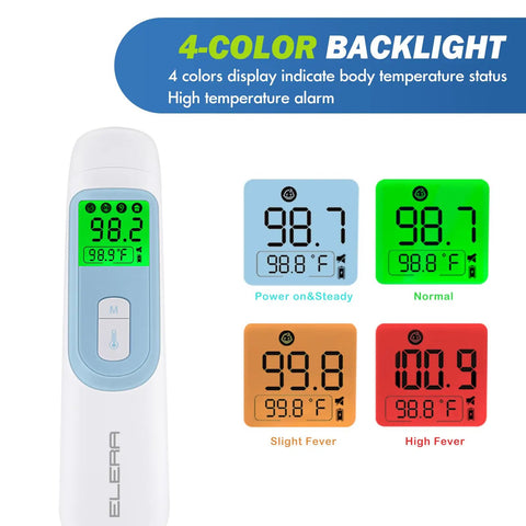 Non Contact Baby Ear And Forehead Infrared Thermometer For Busy Moms And Dads With 1 Second Reading Auto Switch Between Ear And Forehead 4 Color Backlight Fever Indicator Fast Accurate Temperature For Home Use, digital display
