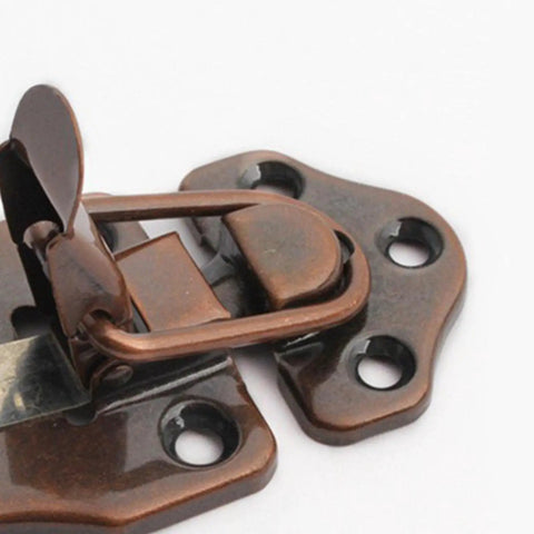 Vintage Red Bronze Toggle Latch For Wood Jewelry Box Suitcase Clasp Hardware With Screws Solid Zinc Alloy locking mechanism close-up.