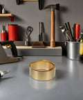 Brass Sheet Roll For Jewelry Making And Craft Projects, Ultra Thin Brass Sheets With High Thermal Conductivity And Excellent Formability, Ideal For Mechanical Parts, DIY Decor, And Hobby Metalwork, rolled brass sheet on workbench