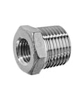 Top Tier Class One Fifty Aluminum Hex Bushing Pipe Fitting With One Point Two Five Inches By Half Inch Straight Npt Threading, showing a detailed view of the hex bushing fitting.