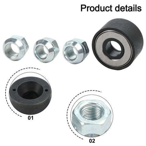 Grab This Tough Truck Wheel Stud Installer Kit For Quick And Easy Auto Repairs Featuring Solid Iron Build With Hex Nuts To Securely Pull New Bolts Home Using A Ratchet Or Impact Wrench Without Yanking The Hub Apart On Your Ride. wheel stud installer kit with M12x1.25, M12x1.5, M14x1.5 hex nuts and iron bearing roller
