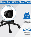 Image of a 5 Pack Beefed Up 2 Inch Office Chair Casters Heavy Duty Wheels For Smooth Silent Rolling On Wood Floors Or Carpet Rotating Rubber Wheels Replacement