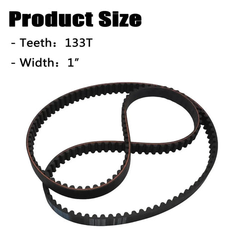 Heavy Duty 1 Inch Drive Belt For Harley Softail Models Fits Years 2007 To 2011, 133T teeth, black rubber material.