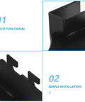 Close-up of Heavy Duty Stainless Steel Shelf Brackets Black Square Tube Supports 2 Pack focusing on multifunctional grooves