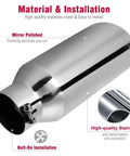 Universal Diesel Truck Exhaust Tip 4 Inch Inlet 6 Inch Outlet, 15 Inch Long Stainless Steel Bolt-On With Rolled Edge and Mirror Polished Finish