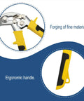 Close-up of Crimping Tool Hand Seamer Bending Pliers for Ductwork and Sheet Metal with ergonomic slip-resistant handle.