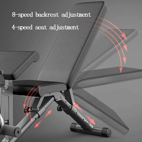 Foldable Weight Bench For Dumbbell Workouts with adjustable backrest and seat angles, PU padding, and sturdy frame for core exercises.