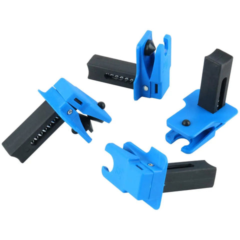 Fluid Line Stopper Clamp Kit With Spring Loaded Plugs For 1/2 In, 3/8 In, And 5/16 In Lines 4-Piece Universal Plastic And Metal Stopper Set Blue