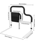 Bedside Grab Rail For Seniors With Storage, L Shaped Bed Rail For Safety And Mobility, fits 3.94-5.91 inch mattresses, dimensions shown