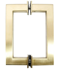 Stainless Steel 304 Grade Tubular Back to Back Shower Door Pull Handle 6 Inch Center to Center Square Satin Brass Finish Pair Pack