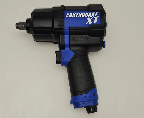 1/2 Inch Blue Composite Air Impact Wrench 1200 Ft Lb Breakaway Torque Twin Hammer Beast Rubberized Grip side view with trigger