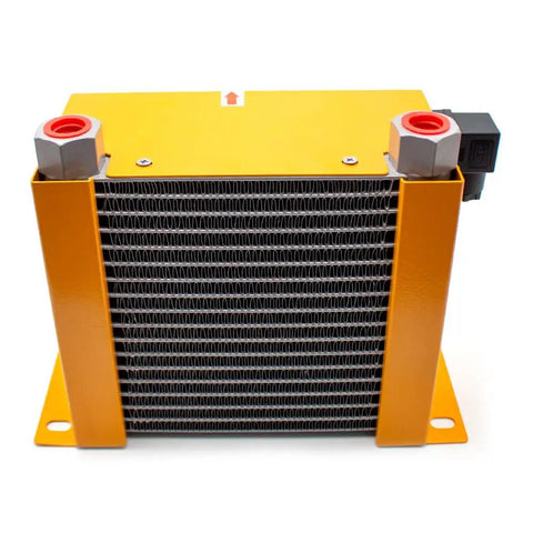 Beefed-Up Hydraulic Air Cooler And Oil Radiator for efficient oil cooling with multi-voltage capability, front view