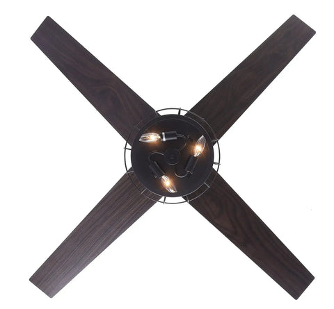 Dope Industrial Rustic 52 Inch Ceiling Fan With Light And Remote, caged farmhouse style, oil rubbed bronze blades.