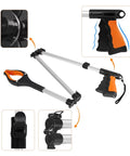 43-inch foldable reacher grabber with rotating jaw and magnets, orange and black pistol-grip handle