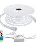 LED Neon Rope Light 50ft Flexible Strip White 6000K 120V IP67 Waterproof Connectable With Dimmer Easy Install