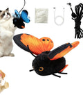 Smart Sensing Flapping Butterfly Cat Toy With Realistic Moving Wings Electric Motion Activated Indoor Interactive Bird That Sparks Exercise And Diminishes Boredom Gold plush flapping insect with USB cable