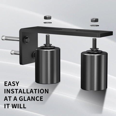 Gate Roller Guide For 2 Inch Sliding Gates With L Shaped Bracket Universal Adjustable Heavy Duty Gate Rollers And Steel Mounting Bracket Sliding Door Hardware For Smooth Operation Durable Construction For Long Lasting Performance Across Gate Systems, shown in side view with steel L-bracket and mounting bolts.