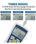 Digital Force G Pro Grade Dynamometer Push And Pull Tester For Compression 100N Capacity With Real Time Peak And First Peak Modes Four Unit Options N Kg Lb Oz And Adjustable Acceleration Setting For Precise Force Measurement. handheld digital force gauge with three display modes and metal connector