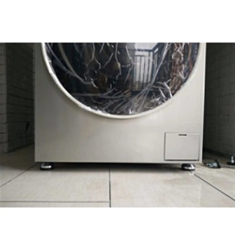 Heavy Duty Adjustable Leveling Feet 4 Piece Set With Threaded Carbon Steel Base for stabilizing a washing machine on uneven tiles.