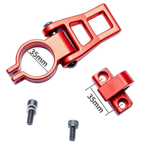 Red Aluminum Folding Buckle Kit for Zero 8X/10X Electric Scooter, includes 35mm steering bar fix hook and screws for stable rides.