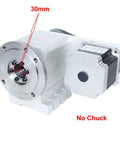 Heavy Duty 4th Axis Rotary Table With Nema34 86 Stepper Motor and Four Jaw Chuck for Smooth Precision CNC Milling Engraving Rig Ups That Are Bangin On Budget And Built Tough - motor detail with 30mm opening.