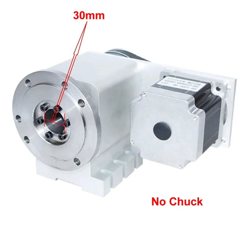 Heavy Duty 4th Axis Rotary Table With Nema34 86 Stepper Motor and Four Jaw Chuck for Smooth Precision CNC Milling Engraving Rig Ups That Are Bangin On Budget And Built Tough - motor detail with 30mm opening.