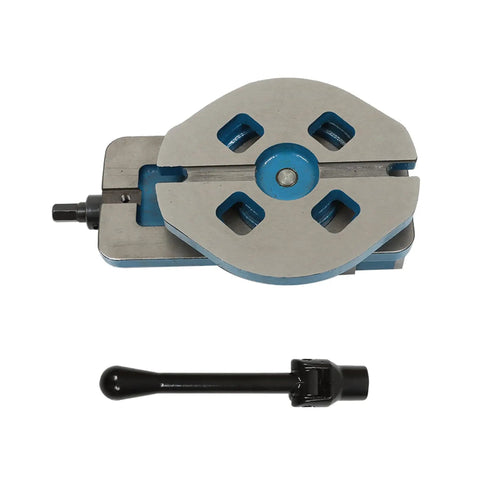 Heavy Duty 2 Inch Precision Mill Vise Featuring Swivel Base And Anti Jaw Lifting Design, showing jaws and handle.