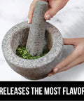 100 Percent Natural Granite Mortar And Pestle Set With Non Scratch Base Heavy Duty Unpolished Molcajete For Guacamole 1.5 Cup Gray