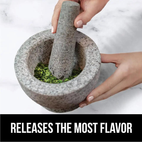 100 Percent Natural Granite Mortar And Pestle Set With Non Scratch Base Heavy Duty Unpolished Molcajete For Guacamole 1.5 Cup Gray