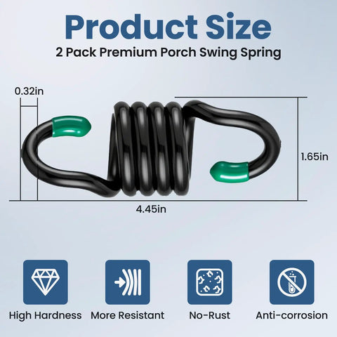 Heavy Duty Hammock Hanging Kit Two Pack Holds Up To 1300 Lbs With M8 Hardware Spring Hammock Chair Kit, shown with product dimensions.